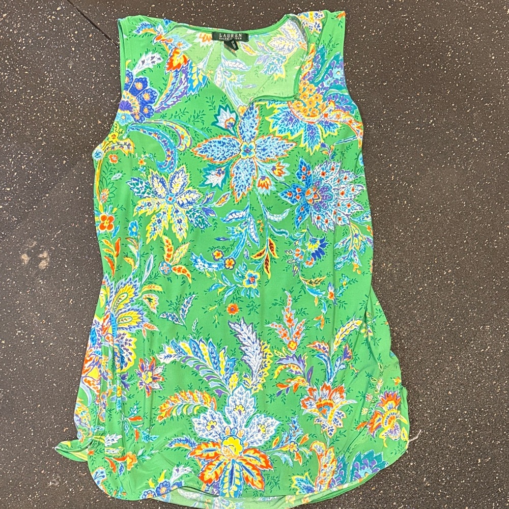 Ralph Lauren Green Floral Tank Top
